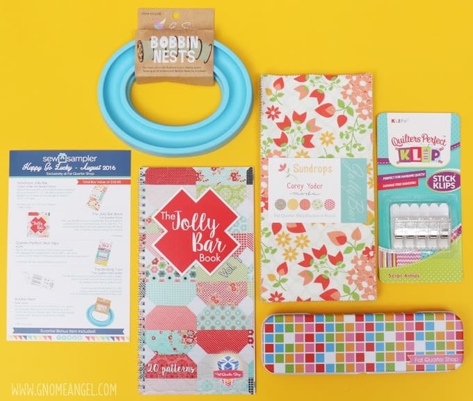 Sew Sampler Box from Fat Quarter Shop for August 2016 - Review on www.GnomeAngel.com
