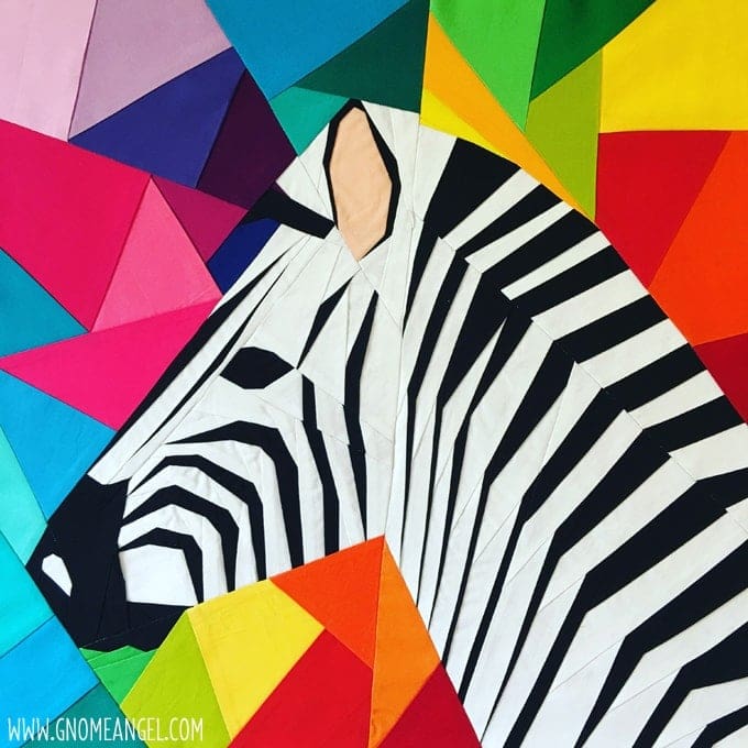 Angie Wilson's version of Tartankiwi's Zebra in Side Profile made in all Robert Kaufman Kona Cottons. See more at www.gnomeangel.com