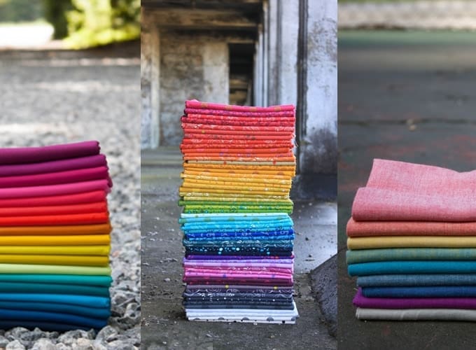 Bundles L - R: AG Coordinating Solids, Sunprint the Complete Collection & Andover Chambray Fabric