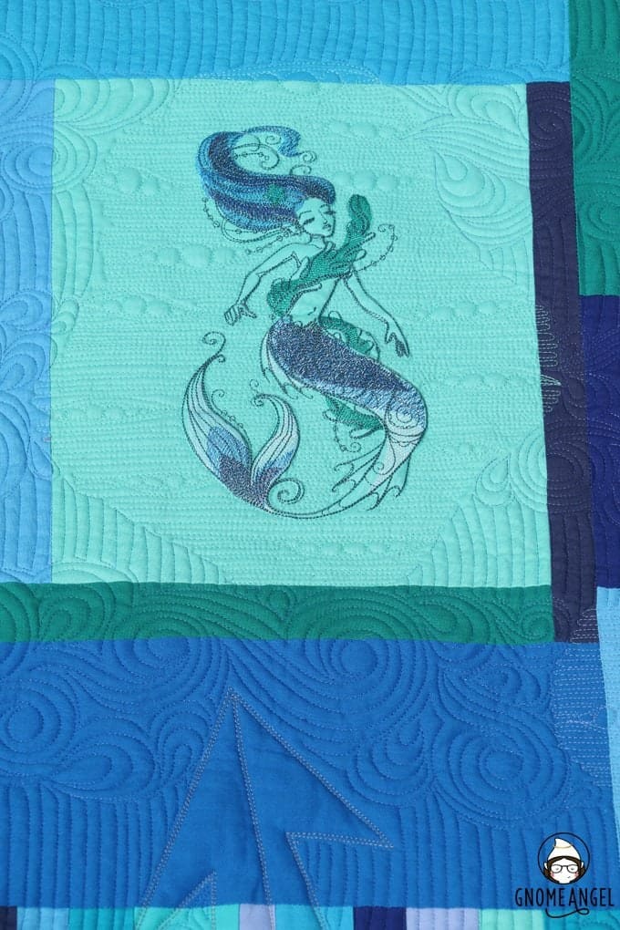 "Son of a Son of a Sailor" - Designed, embroidered and pieced by Angie Wilson of www.GnomeAngel.com using Robert Kaufman Kona and Urban Threads Embroidery Patterns. Custom quilted by Raylee Bielenberg of Sunflower Quilting | Find out more at www.GnomeAngel.com