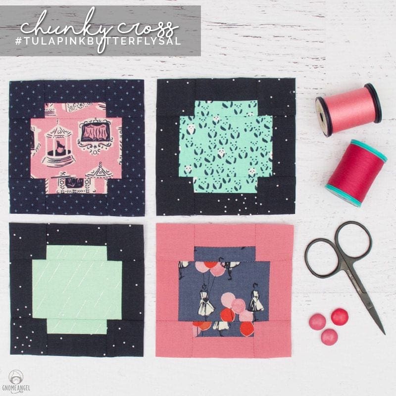 Tula Pink Butterfly Quilt Sew-along hosted by Angie Wilson of GnomeAngel.com, Nicole of Snips Snippets and Chelsea of Pink Door Fabrics. Sew this amazing quilt and win prizes. More details at GnomeAngel.com