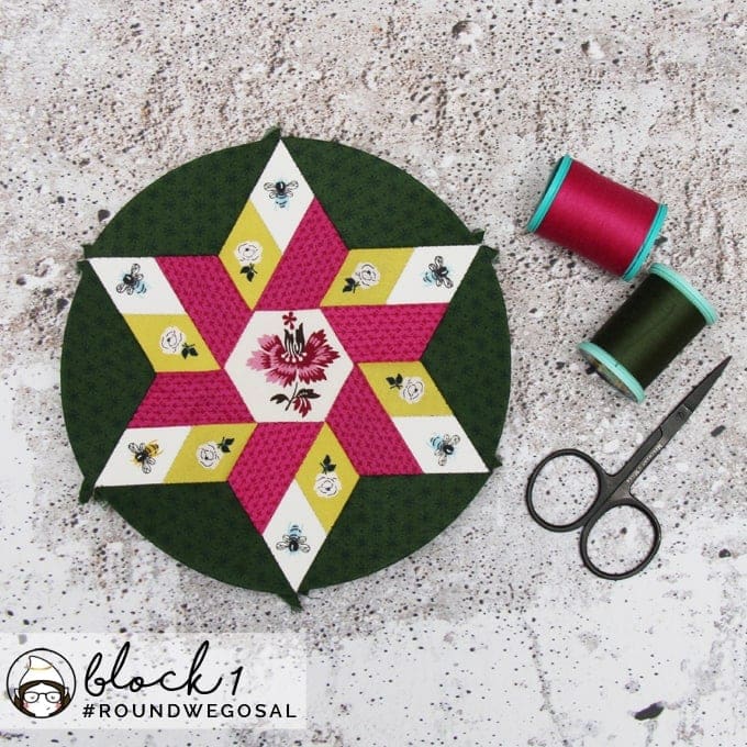 Roud We Go by Sue Daley - Come and sew the blocks in Sue Daley's Round We Go Block of the Month and you could win some fabulous prizes. See more www.GnomeAngel.com