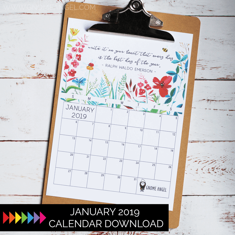 January 2019 Month Calendar Printable