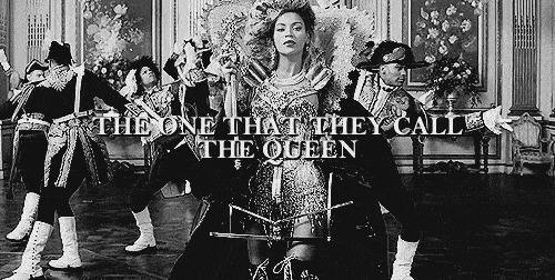 A gif of Queen Beyonce with the text "The one that they call queen"