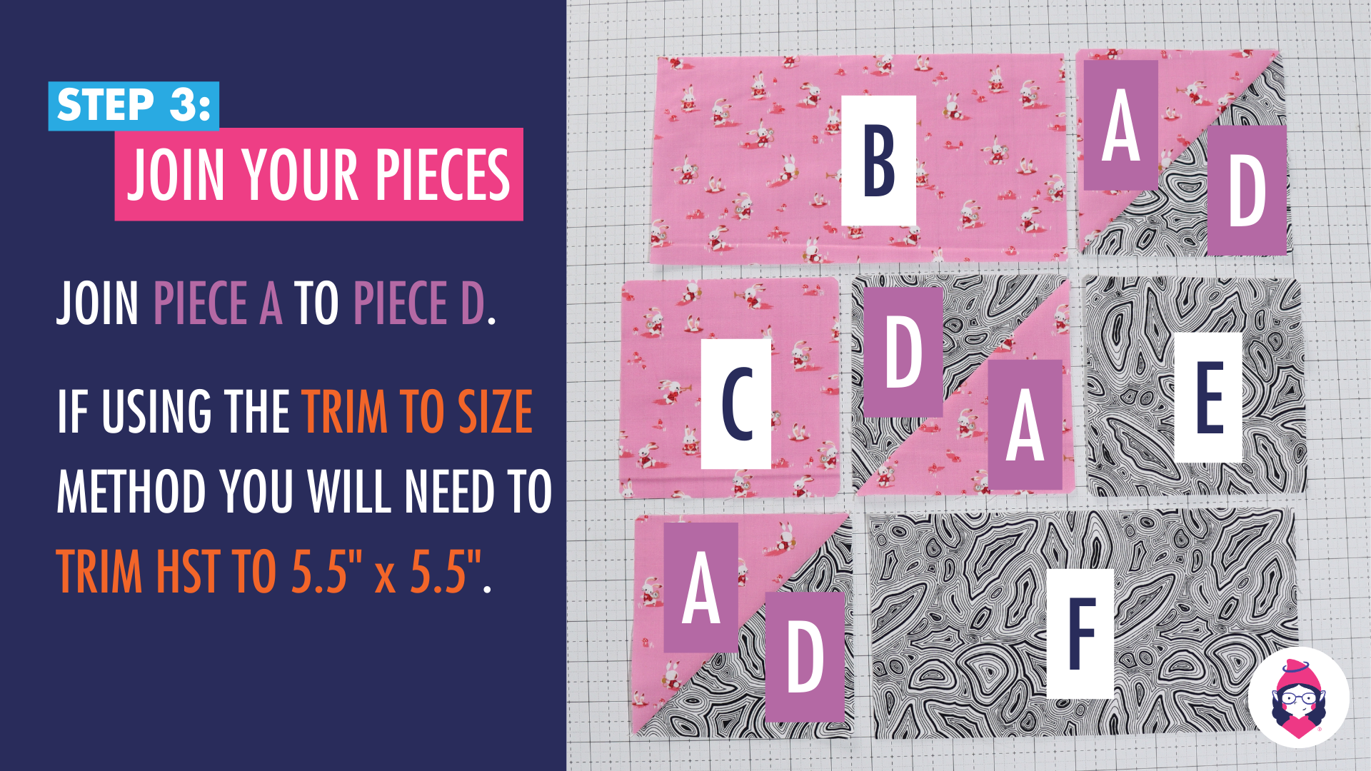 Betty's Delight Patchwork Block Tutorial Step 3 Card