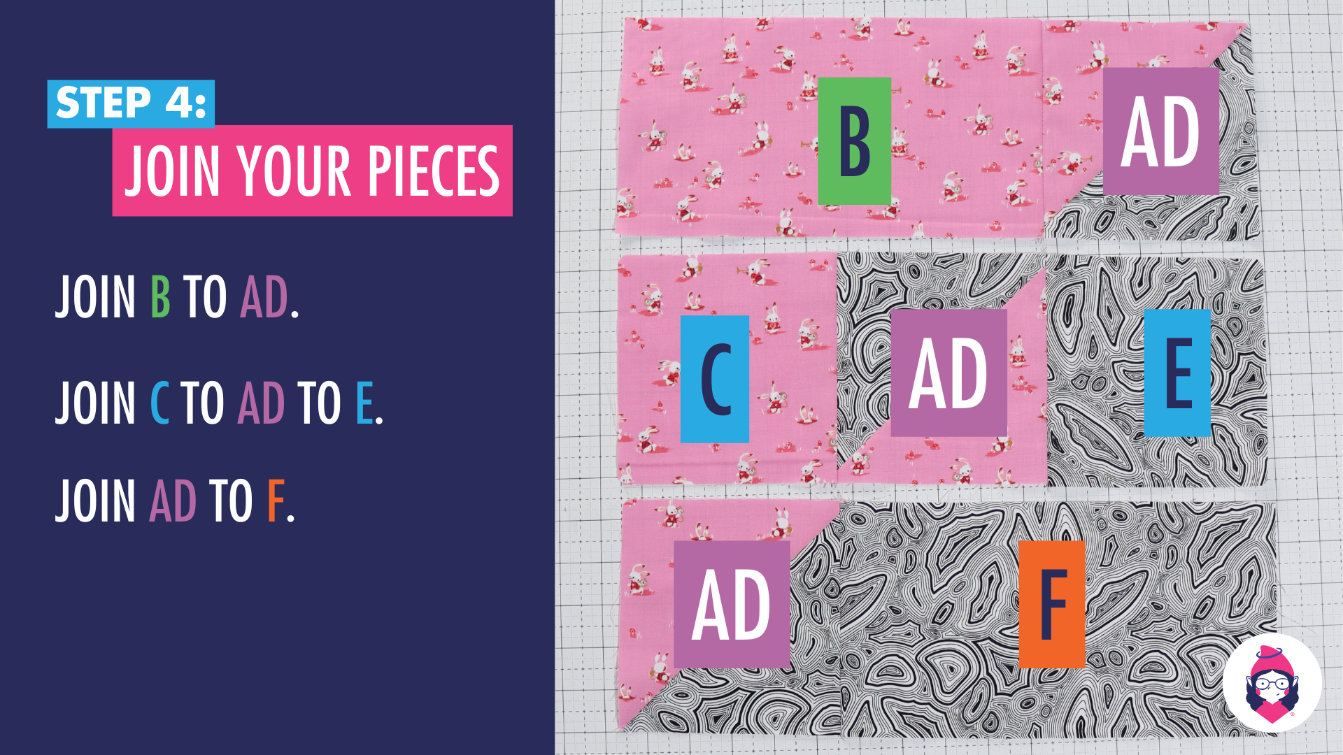 Betty's Delight Patchwork Block Tutorial Step 4 Card