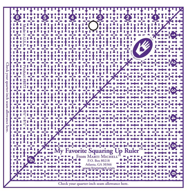 From Marti Michell Perfect Patchwork 6.5" Squaring Up Ruler - Excellent for the beginner!