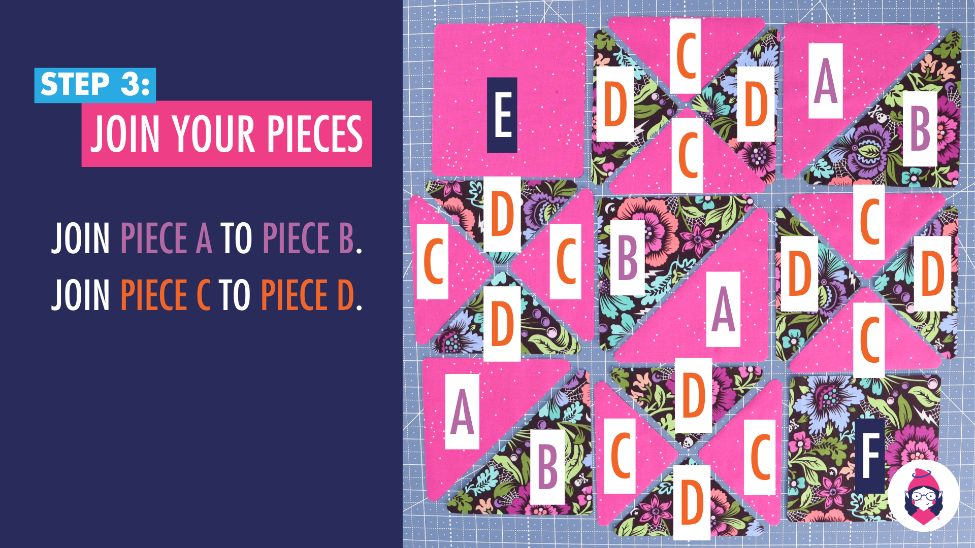 Split Ohio Star Patchwork Block Tutorial Step 3 Card