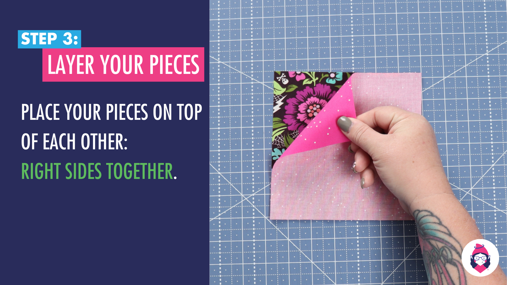 How to Make an Hourglass/Quarter Square Triangle Patchwork Unit Tutorial Step 3 Card