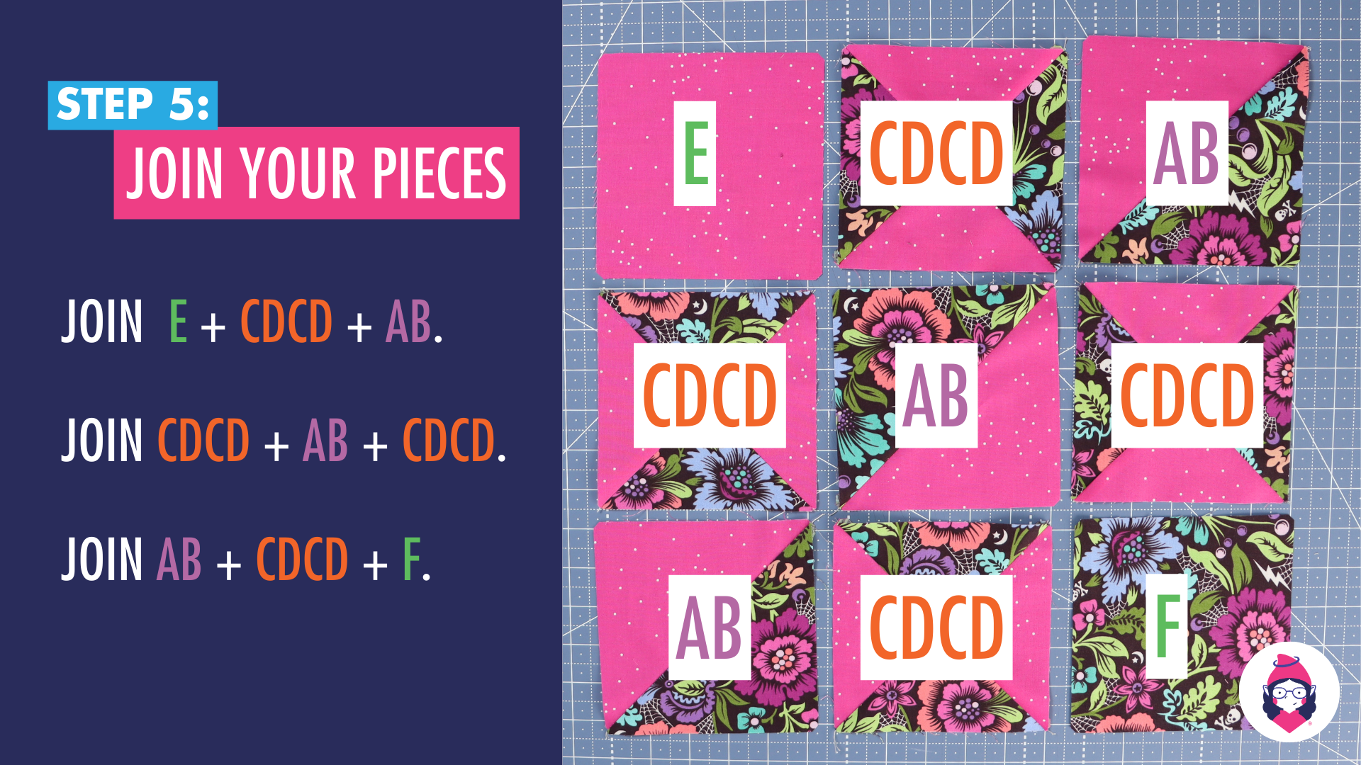Split Ohio Star Patchwork Block Tutorial Step 5 Card